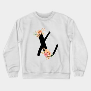 Letter X With Watercolor Floral Wreath Crewneck Sweatshirt